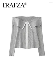 Tricots féminins Trafza Spring Short Tops Femme 2024 Collier gris à manches longues gris cardigan femelle de gris gris Sweater chic décontracté