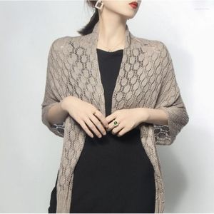 Femmes tricots femme mode été climatisation glace soie tricoté creux châles femme mince pull dames couleur unie Cape capes G53