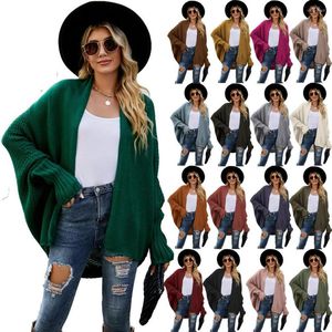 Damesbreien dames batwing -kabel gebreide slouchy oversized wrap Cardigan trui herfst vleermuis mouw losse gebreide mode cape jas