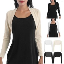 Tricots pour femmes Pull en tricot classique ouvert sur le devant Cardigans courts Femme Manches longues Bolero Shrug Châle Veste de mariage Wrap Cover