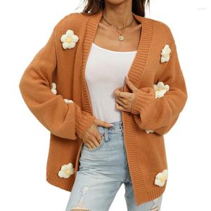 Dames breit dames 3D bloem truien gebreid vest herfst winter kleding warme jas lange mouw streetwear