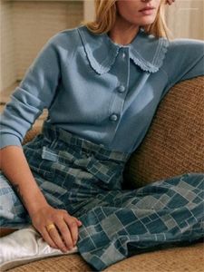Cardigan en tricot pour femme, col rabattu, simple boutonnage, manteau tricoté doux, automne 2024