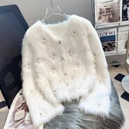 Tricots pour femmes imitation imitation Mink Cashmere Diamonds Sweater Mabilleur Automne en vrac Mohair Himitone Tricot tricot Cropwear Crops Tops