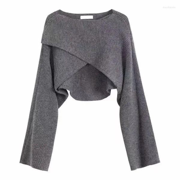 Tricots pour femmes Femmes Tricot Boléro Shrug 2023 Dames Automne Porter Criss Cross Tenues Designer Mode Cardigan Surdimensionné