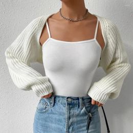 Tricots pour femmes Femmes tricotées Bolero Shrug 2024 Dames de haute qualité Blanc Vêtements à manches longues pour l'automne