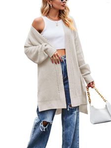 Women's Knits Women's Loose Fit Open Front Knit Cardigan Sweater Met Zakken - Gezellige en stijlvolle lange mouwen oversized