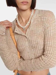 Tricots de femmes Tricots Women Cardigan Fashion Slim All-Match Earnom Automne Single Breasted O-Leck Pull