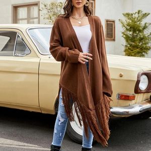 Tricots pour femmes Femmes Tendance Gland Asymétrique Élégant Chic Tricoté Cardigan 2024 Automne Hiver Femme Col En V À Manches Longues Pull Lâche