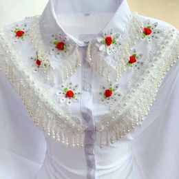 Tricots des femmes Blancs Blanc 3D Fleurs broderies Perles Perls Perles Shirts Diamants Frdged Blouses Single Breasted Pailled Cardigan Tops