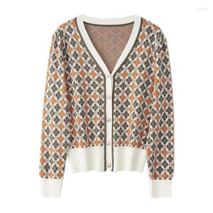 Damesbreien Women Wool Gebreide vest vest Verdrukken Buttons Down Sweater voor Spring Herfst Vrouwelijke kleding 964