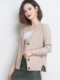 Tricots pour femmes Femmes Lâche Tricoté À Manches Longues Pull En Laine Couple Printemps Cardigan Veste Col En V Coréen Tops Femme Loisirs Travail