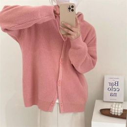Femmes tricots Y2k esthétique Harajuku Cardigan Mujer Kardigan à capuche Streetwear rose coréen hauts fermeture éclair 2023 automne tout match solide pull