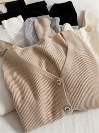 Tricots pour femmes Yitimoky tricoté Cardigan court femmes 2023 mode col en V simple boutonnage printemps cardigans élégant décontracté solide