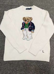 Pull tricoté pour femme, pull en coton confortable, ours brodé, à la mode, hiver 24