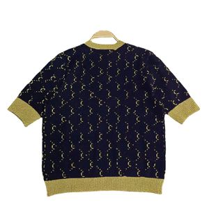 T-shirt de créateur en tricot pour femmes, col rond, manches courtes, motif de lettres, mode polyvalent