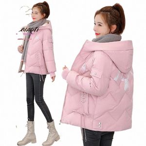 Femmes coréennes Fi courtes Parkas dames hiver chaud veste filles épaissir mince manteau rose à capuche Cott vêtements livraison gratuite m1NV #