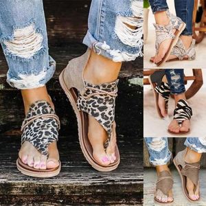 Dames Dames Casual Posh Vintage Leopard Comfy Sandalen Rits Schoenen Dames Vintage Romeinse Slippers