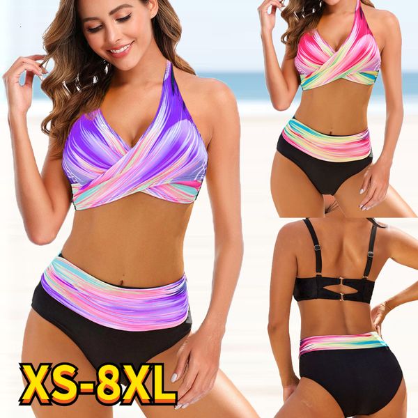 Femmes grand 6XL 8XL ensemble de Bikini maillots de bain grande taille maillots de bain deux pièces natation femmes Sexy maillot de bain 230307