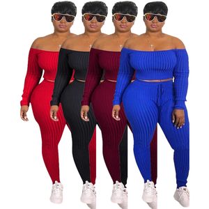 Costume de sport de loisirs pour femmes, grande taille, mode, couleur unie, asymétrique épaule dénudée, manches longues