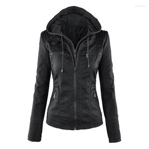 Damesleer 2022 vrouwen herfst winter faux zachte jassen jassen lady zwarte pu ritsje epaule motorfiets streetwear