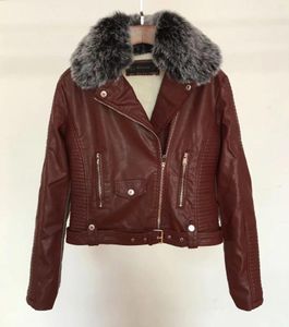 Damesleer 2022 Dames Winter Warm Faux Jackets met Fur Collar Lady Motorcycle Biker Outerwear Coats