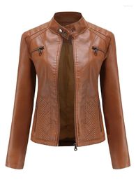 Veste en cuir pour femmes 2023 automne hiver fausse veste femmes mode moto Biker manteau dames vestes à glissière 3XL surdimensionné vêtements d'extérieur décontractés