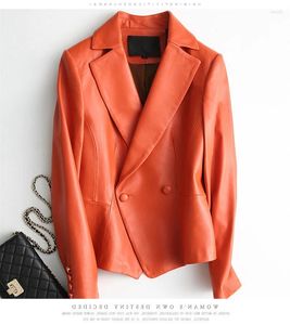 Manteau en cuir véritable pour femme, veste décontractée en peau de mouton naturelle, veste de printemps véritable, 2023, ZJZ1702