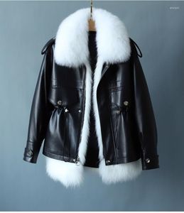 Femmes cuir 2023 véritable veste femmes hiver en peau de mouton manteau femme 90% blanc canard doudounes col de fourrure Abrigo Mujer