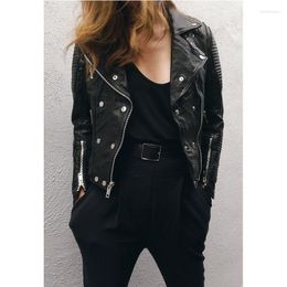 Femmes en cuir 2023 véritable vestes femmes printemps automne véritable peau de mouton veste moto manteau femme Cuero Genuino Zjt1734