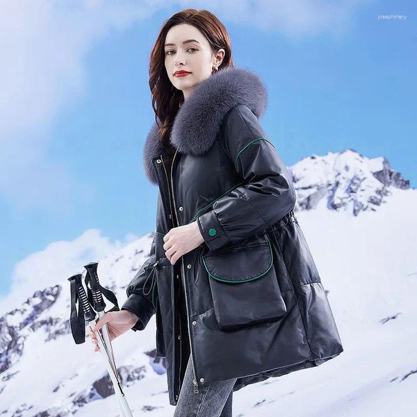 Chaqueta de piel de oveja para mujer, abrigo de longitud media, pelo extraíble, promoción de invierno, 2023