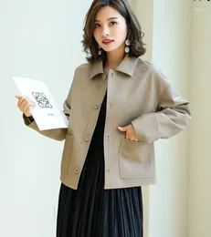 Veste En Cuir véritable pour Femme, manteau décontracté en peau de mouton véritable, vêtements coréens, printemps-automne 2023