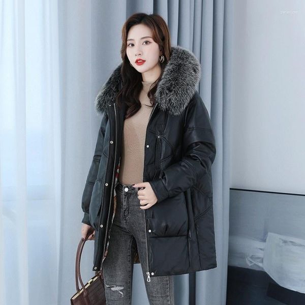 Abrigo de piel de oveja auténtica para mujer, chaqueta auténtica con capucha de lujo, abrigo de pelo auténtico de oveja de manga larga cálido a la moda para invierno 2024