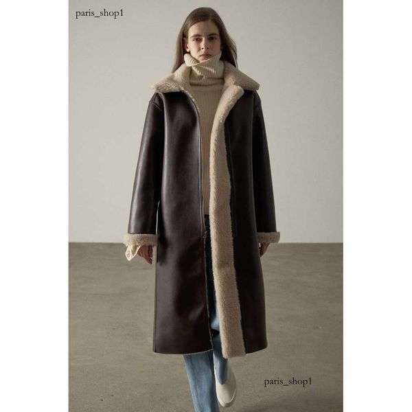 Cuir pour femme 24 hiver femme manteau en peau de mouton véritable veste longue doublure en laine vêtements chauds épais porter une veste lourde des deux côtés 206