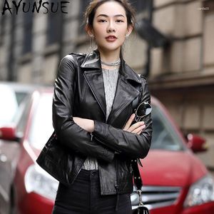 AYUNSUE – veste en cuir véritable pour femme, manteau en peau de mouton véritable, court et Slim, veste de motard, printemps-automne, 2023