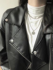 Veste en cuir noir Cool pour femmes, veste coréenne printemps-automne 2023, manteau en PU pour Locomotive