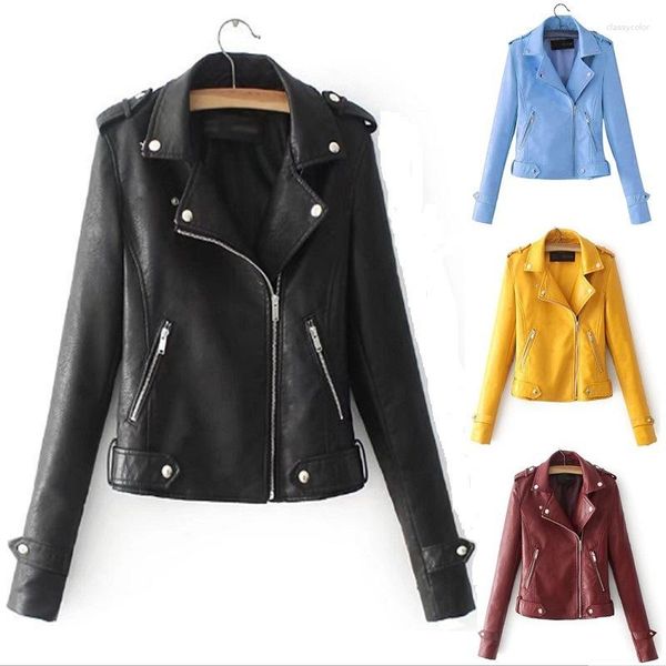 Abrigo de cuero para mujer, color rojo burdeos, primavera y otoño, moda coreana, chaqueta ajustada para motocicleta, Top