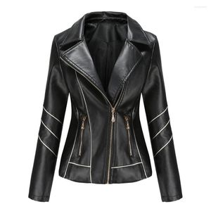 Femmes en cuir CGC 2023 automne hiver veste en cuir synthétique polyuréthane femmes mince court décontracté Streetwear moto vestes manteau vêtements d'extérieur pour femmes