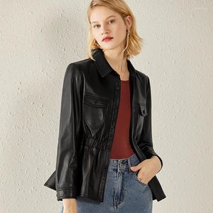 Leerleren jassen voor dames natuurlijke schapenvacht vrouw 2023 mode vrouwelijke windjacks Jackets Real Leatherjackets