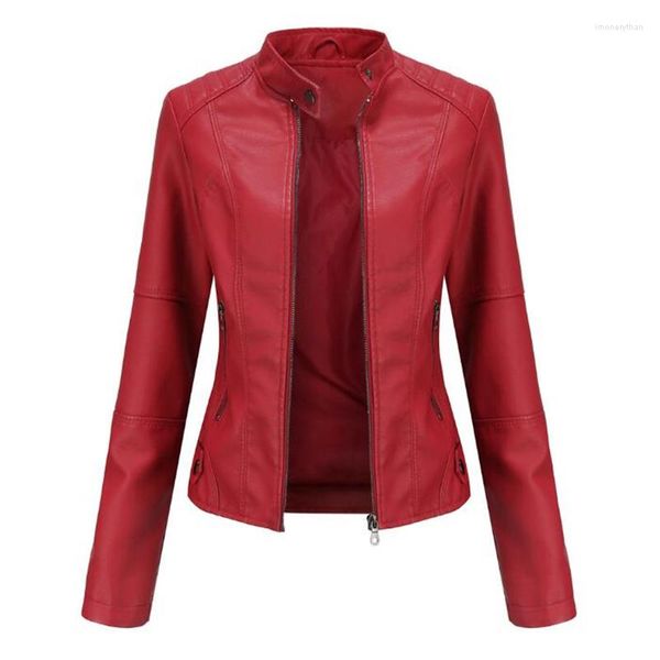 Moda de cuero para mujer 2023 chaqueta de mujer 4XL europeo Pimkie limpieza solo PU motocicleta Temale Leat abrigos
