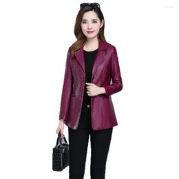 Frauen Leder Faux Mantel Frauen Schwarz Weinrot 2023 Herbst Winter Koreanische Temperament Jacke Langarm Kurze Schlank