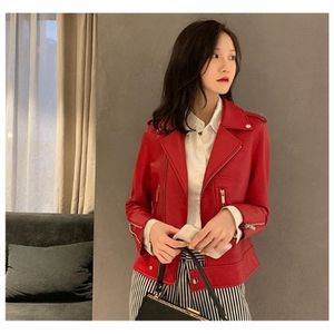 Damesleer Faux Fashion Slim echte lederen jaswomen Biker Sheepskin Jacket Brand Quality Street Clothing 230812