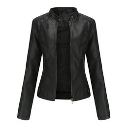 Veste en cuir simili cuir femme automne printemps veste de motard femme fermeture éclair rouge noir manteau vêtements d'extérieur marron XS violet marine 231027