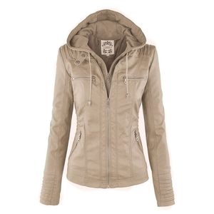 Veste en similicuir gothique pour femme, veste à capuche, hiver, automne, veste de moto, vêtements d'extérieur noirs, veste de base en similicuir PU, manteau 230920