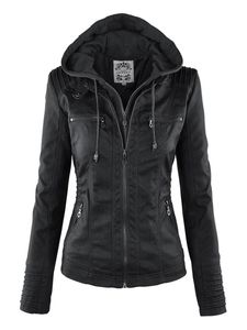 Damesleer Faux Leather Gothic lederen jas Vrouwen Hoodies Winter Autumn Motorfiets Jacket Zwart bovenkleding Faux Leather PU Basic Jacket Coat 230130