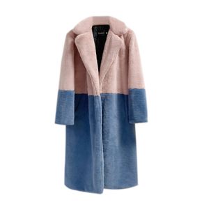 Cuir femme Faux cuir peluche manteaux d'hiver femmes long revers veste en fausse fourrure moelleux luxe veste de fourrure artificielle Teddy femme fausse fourrure naturelle manteau femmes 231114