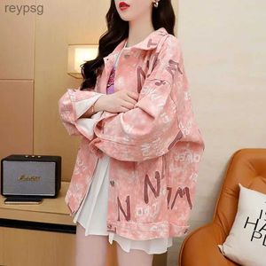 Cuero de mujer Ropa de cuero de imitación Chaqueta de mezclilla rosa Moda coreana Tendencia de la calle Solapa holgada De un solo pecho Manga larga Y2k Tops Abrigo Mujer YQ240116