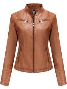 Women's Leather Faux cuir Femmes veste en simili cuir automne hiver à manches longues grande taille mode dames solide fermeture éclair Biker manteau femme vêtements d'extérieur décontractés 3XL 230829