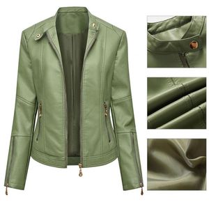 Manteau de motard en Faux cuir pour femmes, élégant, boutons, résistant à l'usure, Slim, veste d'automne pour femmes