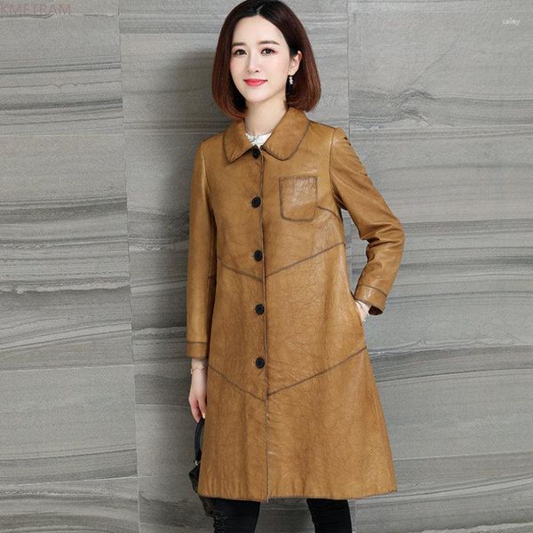 Veste en cuir de mouton véritable de haute qualité pour femme, coupe-vent à simple boutonnage, manteau véritable, SGG