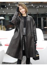 Frauen Leder Jacke Echte Frauen Koreanische Übergroßen Natürliche Schaffell Mantel Weibliche Lange Windjacke Herbst Frühling Co2023